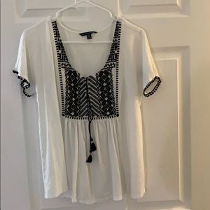 Patterned boho short sleeve top
